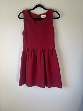 Ganni Textured Fit and Flare Dress in Red
